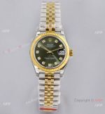 Swiss Clone Rolex Datejust 31mm Olive Green Jubilee Watch 2-Tone Case